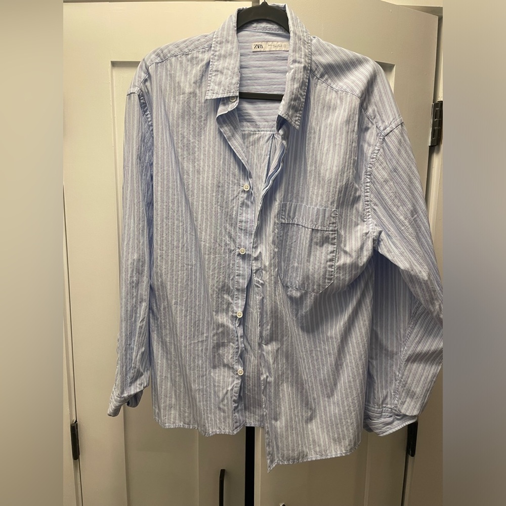 Zara Mens Stripe Cotton L/Slv Button Down